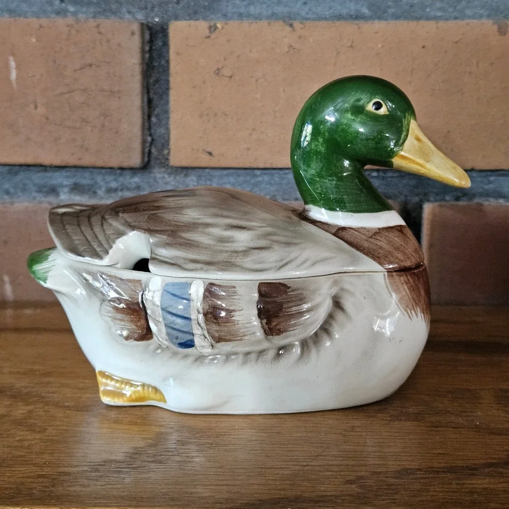 Otagiri 1981 Lidded Duck Sugar Bowl no Spoon Japan
